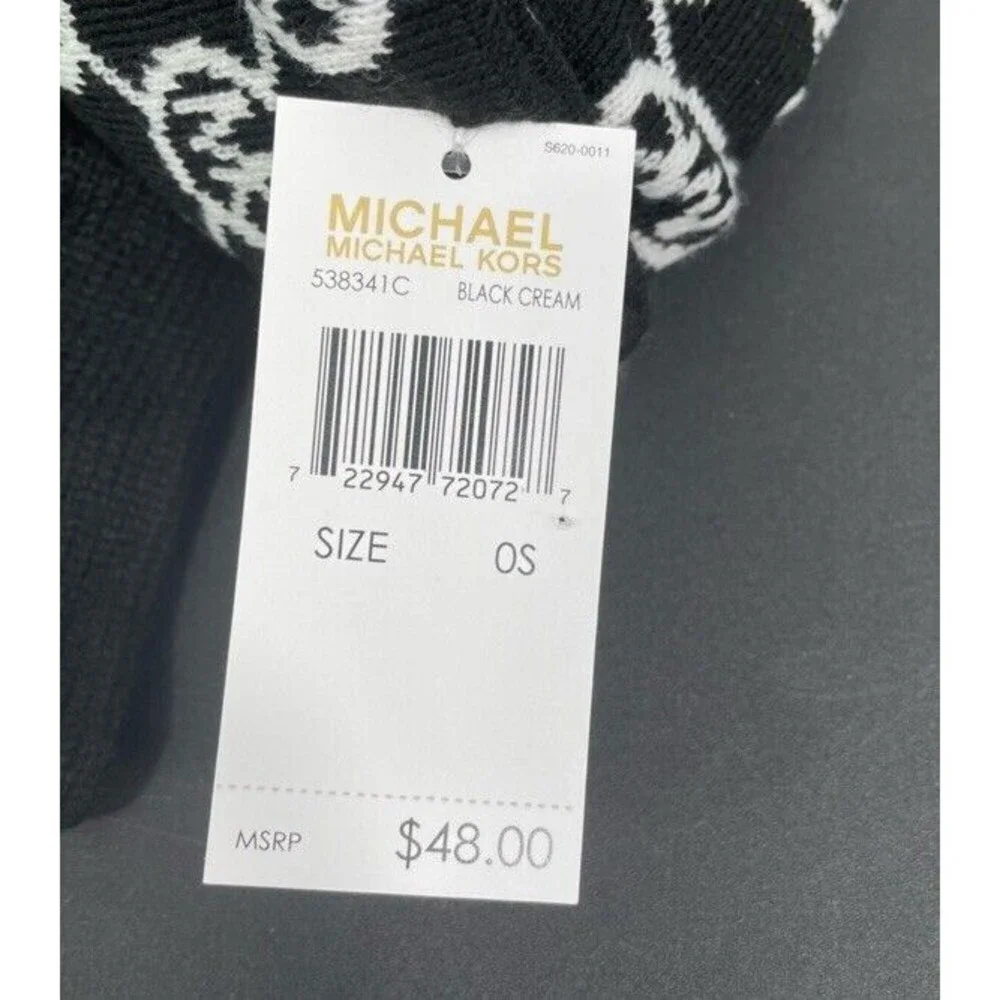 NEW Michael Kors Gloves & Scarf Circle All Over MK Logo Monogram Knit Tinsel